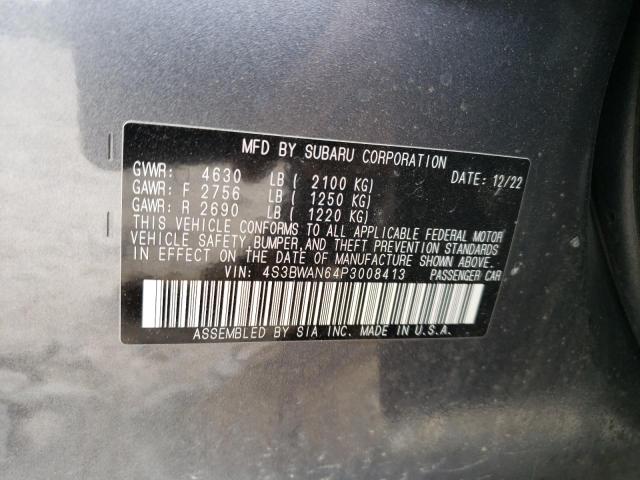 4S3BWAN64P3008413 - 2023 SUBARU LEGACY LIMITED GRAY photo 12