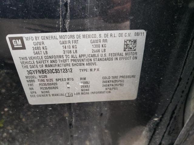 3GYFNBE30CS512312 - 2012 CADILLAC SRX PERFORMANCE COLLECTION Czarny zdjęcie 13