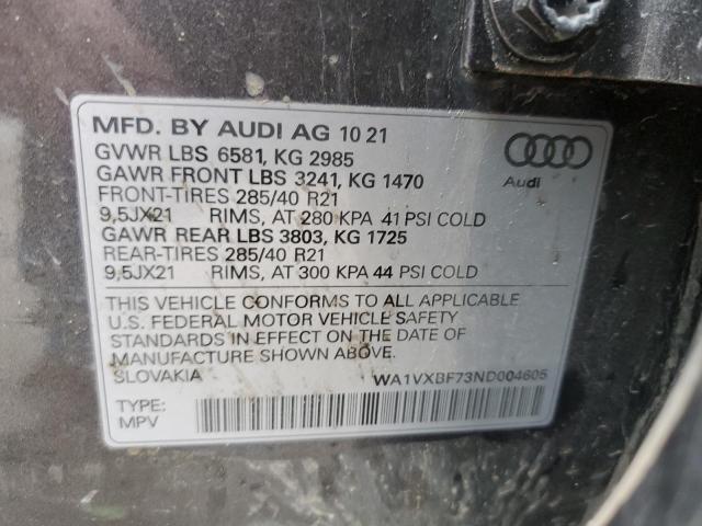 WA1VXBF73ND004605 - 2022 AUDI Q7 PRESTIGE SILVER photo 13