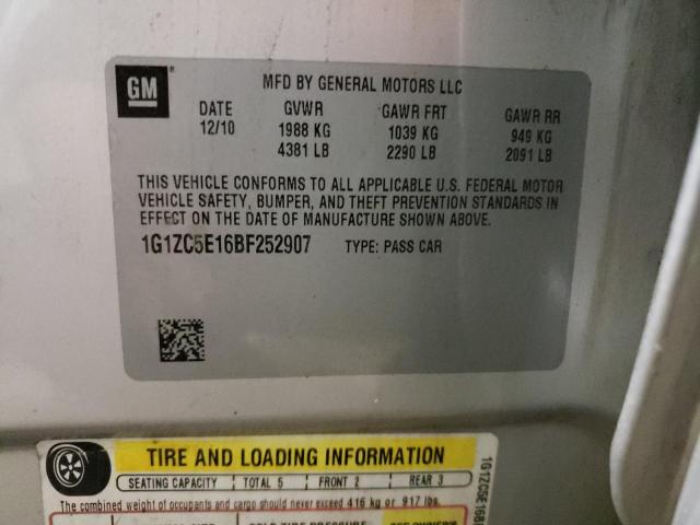 1G1ZC5E16BF252907 - 2011 CHEVROLET MALIBU 1LT SILVER photo 12