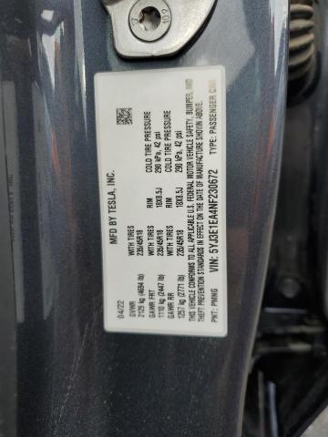 5YJ3E1EA4NF230672 - 2022 TESLA MODEL 3 Boz foto 13
