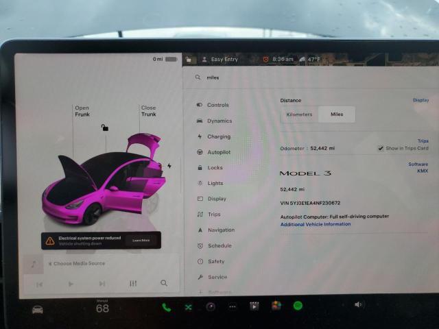 5YJ3E1EA4NF230672 - 2022 TESLA MODEL 3 Boz foto 9