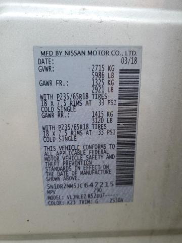 5N1DR2MM5JC647215 - 2018 NISSAN PATHFINDER S 银色 照片 13