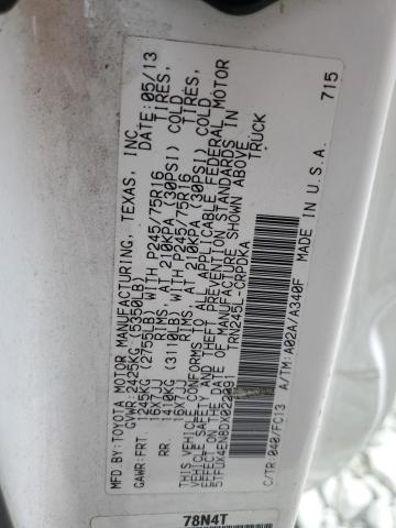 5TFUX4EN8DX022091 - 2013 TOYOTA TACOMA ACCESS CAB თეთრი ფოტო 12