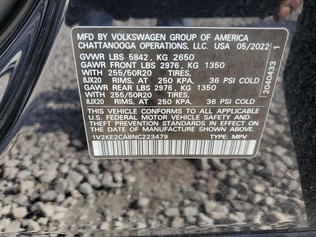 1V2KE2CA8NC223479 - 2022 VOLKSWAGEN ATLAS CROS SE BLACK photo 13