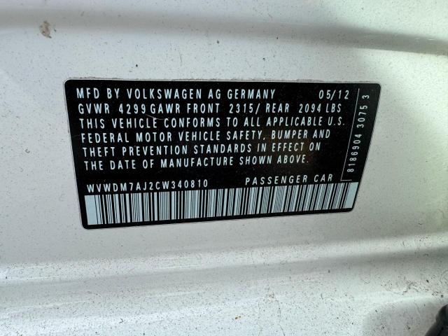 WVWDM7AJ2CW340810 - 2012 VOLKSWAGEN GOLF Ağ foto 10