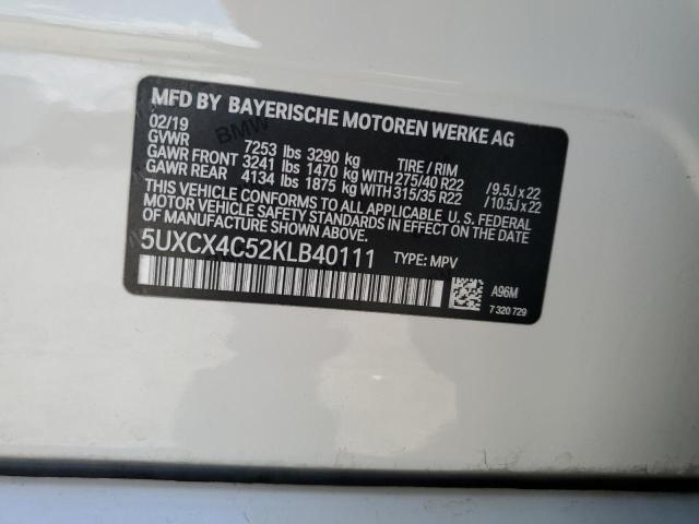 5UXCX4C52KLB40111 - 2019 BMW X7 XDRIVE50I WHITE photo 13