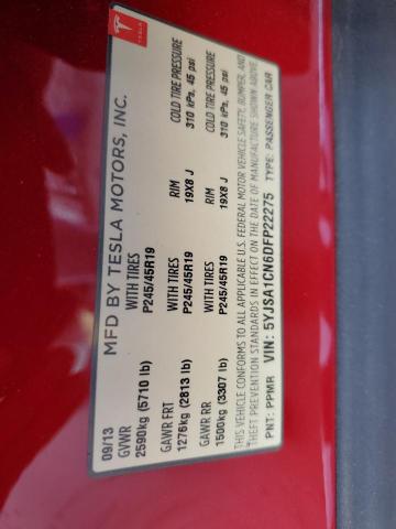 5YJSA1CN6DFP22275 - 2013 TESLA MODEL S RED photo 13