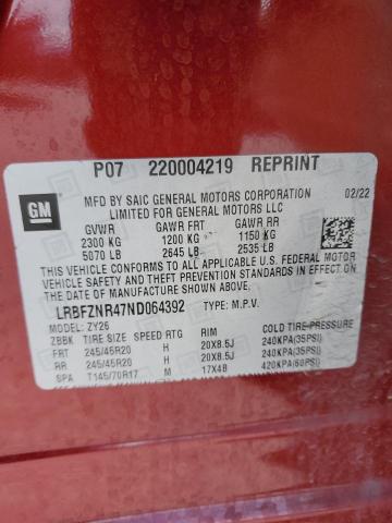 LRBFZNR47ND064392 - 2022 BUICK ENVISION ESSENCE Կարմիր լուսանկար 13