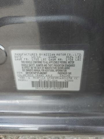 3N1CN7AP1FL862807 - 2015 NISSAN VERSA S GRAY photo 12