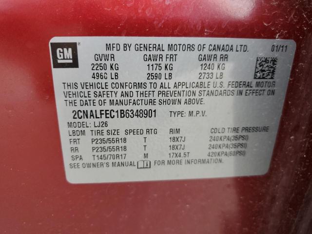 2CNALFEC1B6348901 - 2011 CHEVROLET EQUINOX LTZ BURGUNDY photo 13