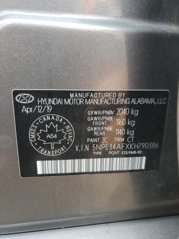 5NPE34AFXKH790386 - 2019 HYUNDAI SONATA LIMITED GRAY photo 12