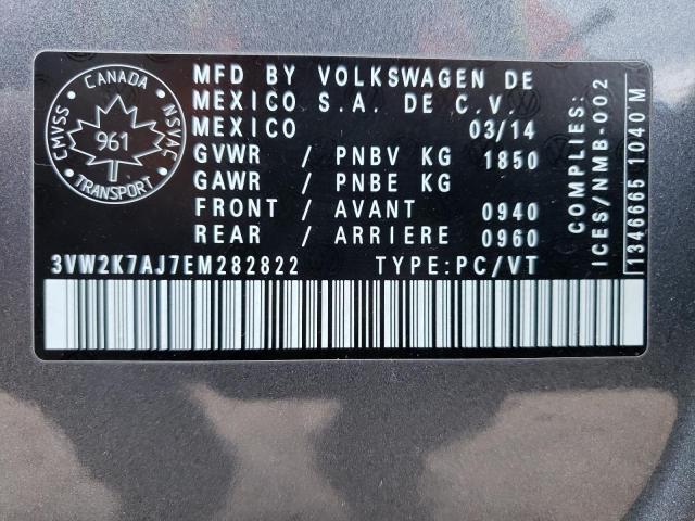 3VW2K7AJ7EM282822 - 2014 VOLKSWAGEN JETTA BASE 灰色 照片 12