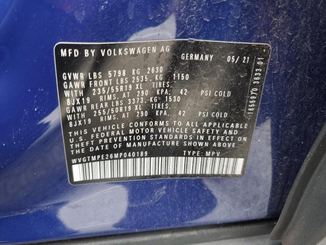 WVGTMPE26MP040189 - 2021 VOLKSWAGEN ID.4 PRO S 蓝色 照片 13