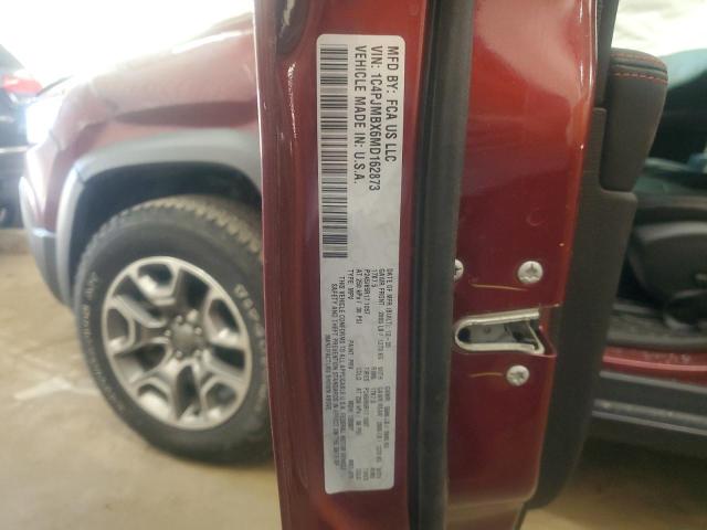 1C4PJMBX6MD162873 - 2021 JEEP CHEROKEE TRAILHAWK MAROON photo 12