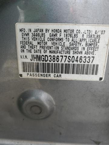 JHMGD38677S046337 - 2007 HONDA FIT S ვერცხლისფერი ფოტო 13
