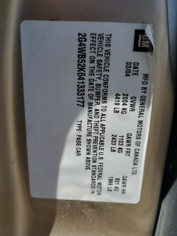 2G4WB52K641333177 - 2004 BUICK REGAL LS 棕色 照片 12