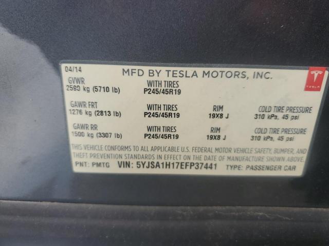 5YJSA1H17EFP37441 - 2014 TESLA MODEL S ნაცრისფერი ფოტო 12