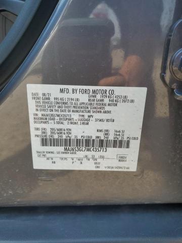 MAJ6S3GL7MC435713 - 2021 FORD ECOSPORT SE GRAY photo 13