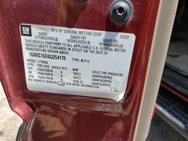 1GNEC16Z42J254176 - 2002 CHEVROLET SUBURBAN C1500 RED photo 13