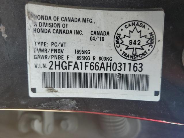 2HGFA1F66AH031163 - 2010 HONDA CIVIC LX-S BLACK photo 12