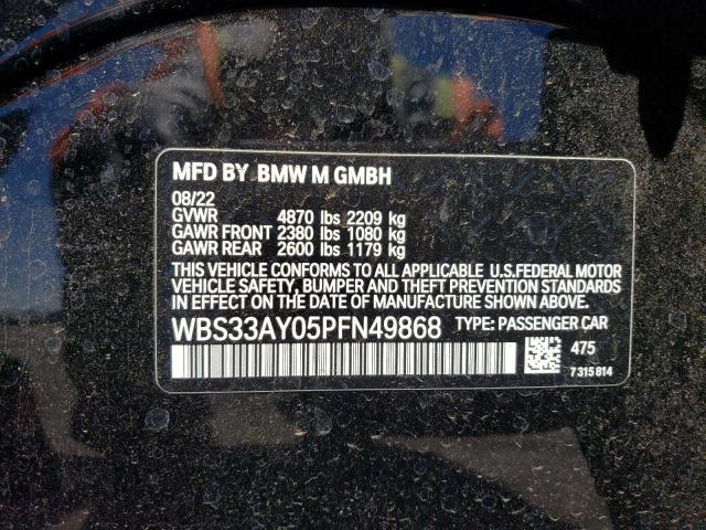 WBS33AY05PFN49868 - 2023 BMW M3 COMPETITION BLACK photo 12