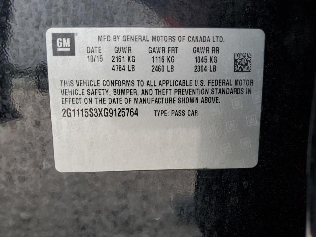 2G1115S3XG9125764 - 2016 CHEVROLET IMPALA LT BLACK photo 12