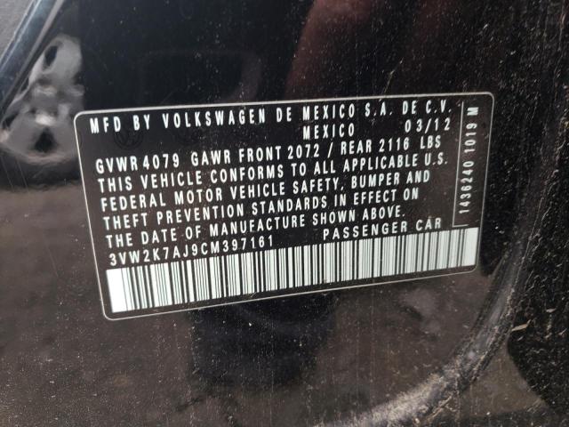 3VW2K7AJ9CM397161 - 2012 VOLKSWAGEN JETTA BASE 黑色 照片 12
