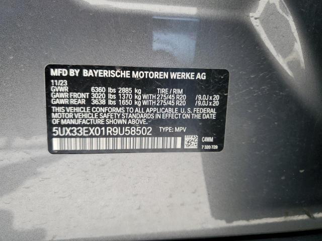 5UX33EX01R9U58502 - 2024 BMW X6 XDRIVE40I GRAY photo 12
