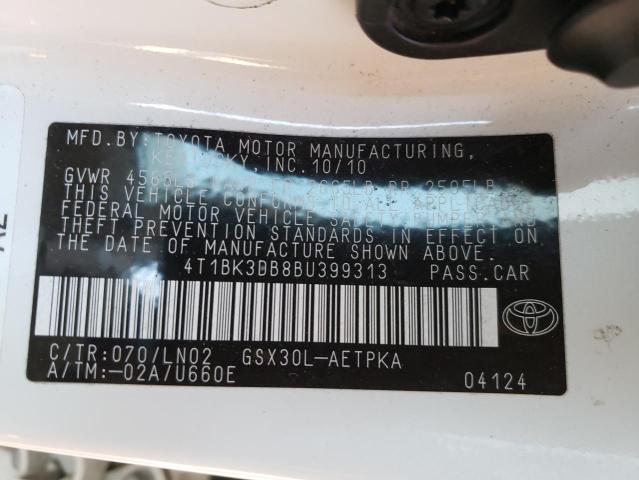 4T1BK3DB8BU399313 - 2011 TOYOTA AVALON BASE 白色 照片 12