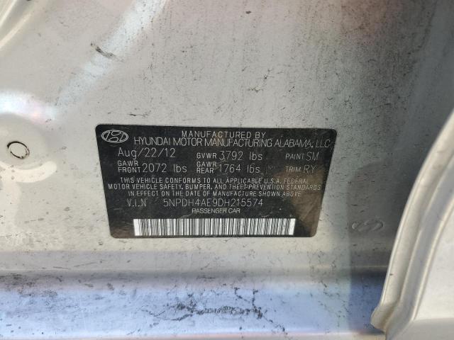 5NPDH4AE9DH215574 - 2013 HYUNDAI ELANTRA GLS SILVER photo 12