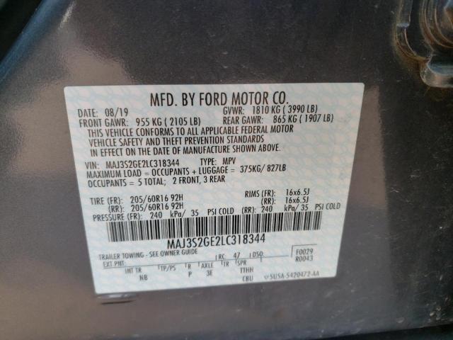 MAJ3S2GE2LC318344 - 2020 FORD ECOSPORT SE GRAY photo 13