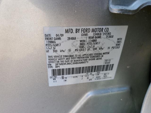 2FMDK36C39BA86071 - 2009 FORD EDGE SE SILVER photo 13