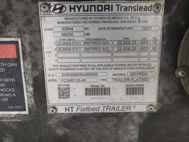 3H3F482KXNJ955005 - 2022 HYTR TRAILER SILVER photo 10