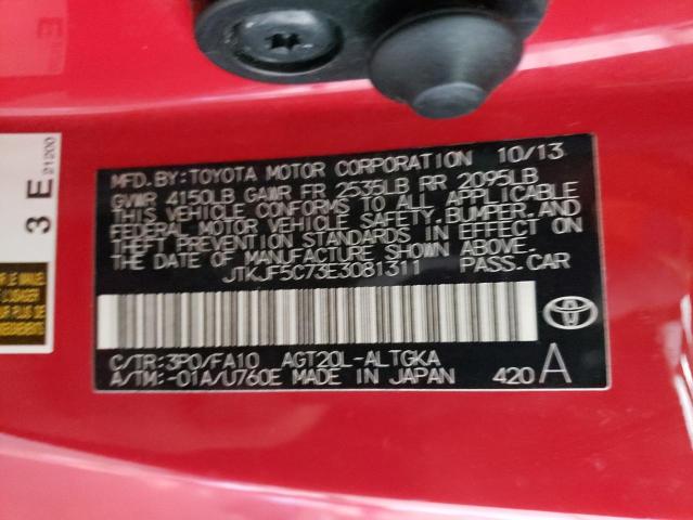 JTKJF5C73E3081311 - 2014 TOYOTA SCION TC 红色 照片 12