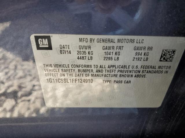 1G11C5SL1FF124910 - 2015 CHEVROLET MALIBU 1LT BLUE photo 13