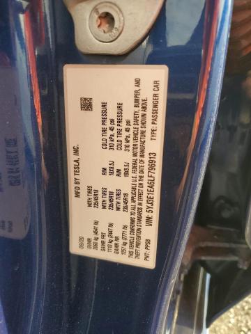 5YJ3E1EA6LF796913 - 2020 TESLA MODEL 3 BLUE photo 12