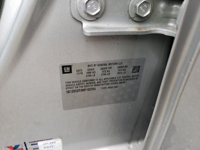 1G1ZE5ST0HF183754 - 2017 CHEVROLET MALIBU LT 银色 照片 12