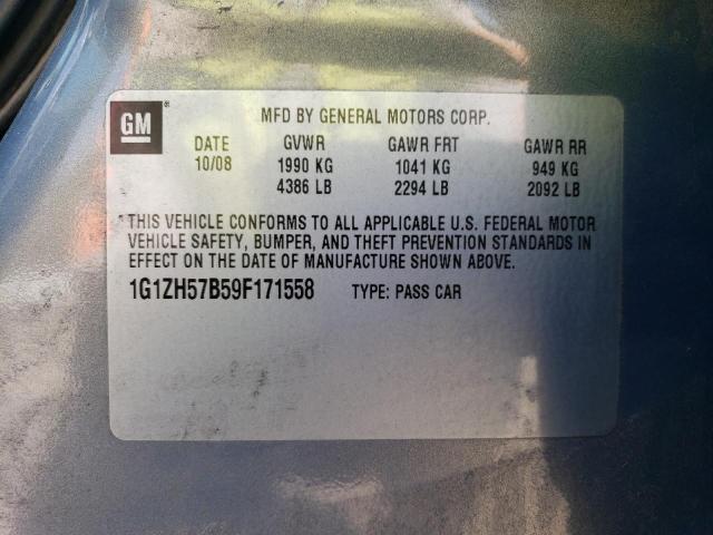 1G1ZH57B59F171558 - 2009 CHEVROLET MALIBU 1LT BLUE photo 12