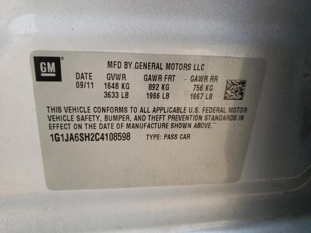 1G1JA6SH2C4108598 - 2012 CHEVROLET SONIC LS SILVER photo 12