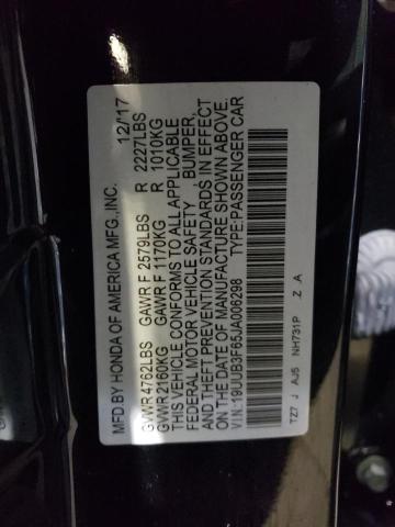 19UUB3F65JA006298 - 2018 ACURA TLX TECH+A Սև լուսանկար 12