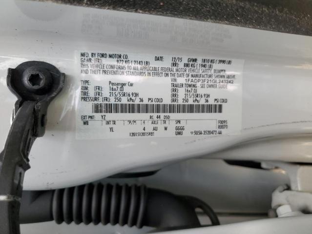 1FADP3F21GL243242 - 2016 FORD FOCUS SE WHITE photo 12