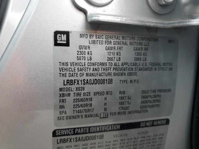 LRBFX1SA0JD008108 - 2018 BUICK ENVISION ESSENCE Արծաթագույն լուսանկար 14