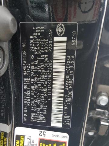 4T1T11AK1RU872205 - 2024 TOYOTA CAMRY SE NIGHT SHADE BLACK photo 12