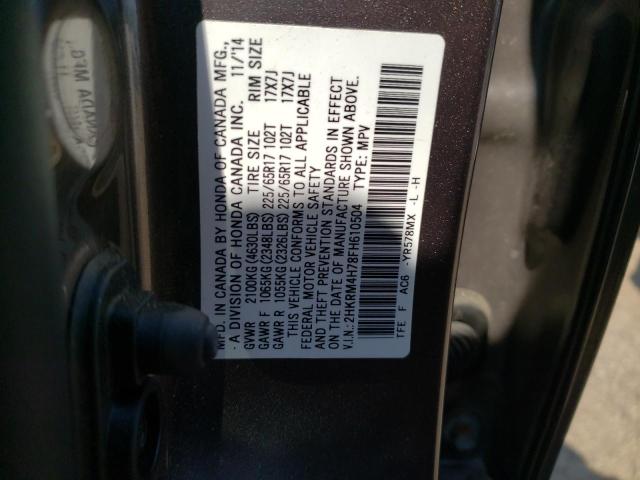 2HKRM4H78FH610504 - 2015 HONDA CR-V EXL GRAY photo 12