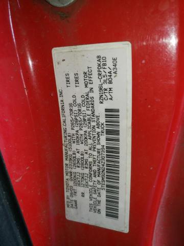 5TESM92N24Z307394 - 2004 TOYOTA TACOMA XTRACAB PRERUNNER წითელი ფოტო 12