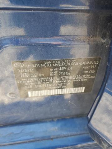 5NPE24AF8KH812159 - 2019 HYUNDAI SONATA SE BLUE photo 12