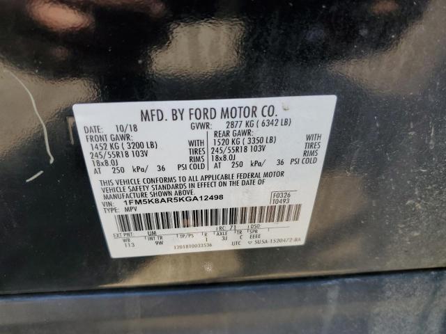 1FM5K8AR5KGA12498 - 2019 FORD EXPLORER POLICE INTERCEPTOR BLACK photo 14