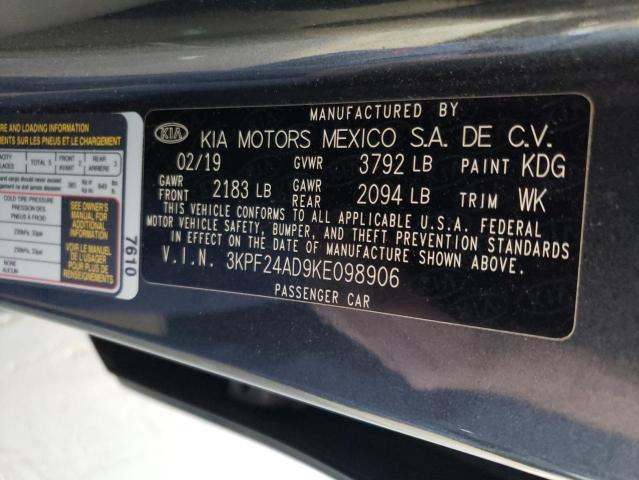 3KPF24AD9KE098906 - 2019 KIA FORTE FE GRAY photo 13