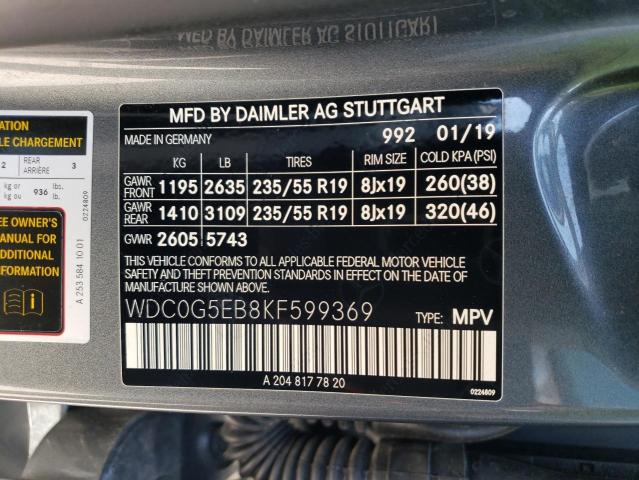 WDC0G5EB8KF599369 - 2019 MERCEDES-BENZ GLC 350E GRAY photo 12